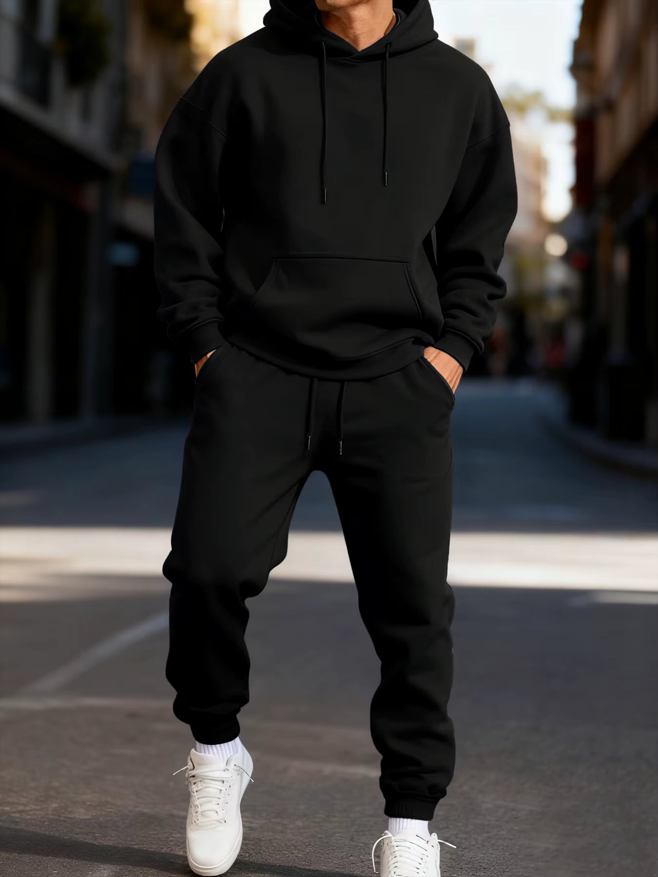 Men’s Two-Piece Hoodie Set – Warm Winter Street Style Sweatpants & Hoody