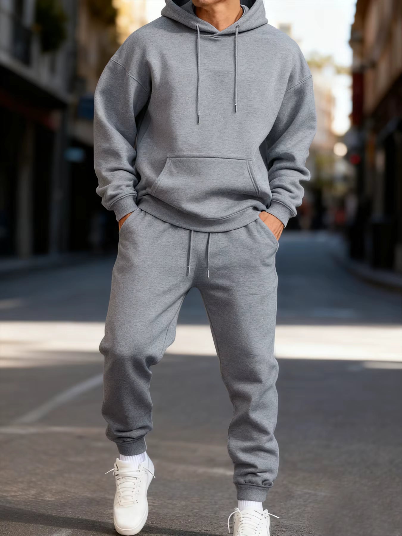Men’s Two-Piece Hoodie Set – Warm Winter Street Style Sweatpants & Hoody