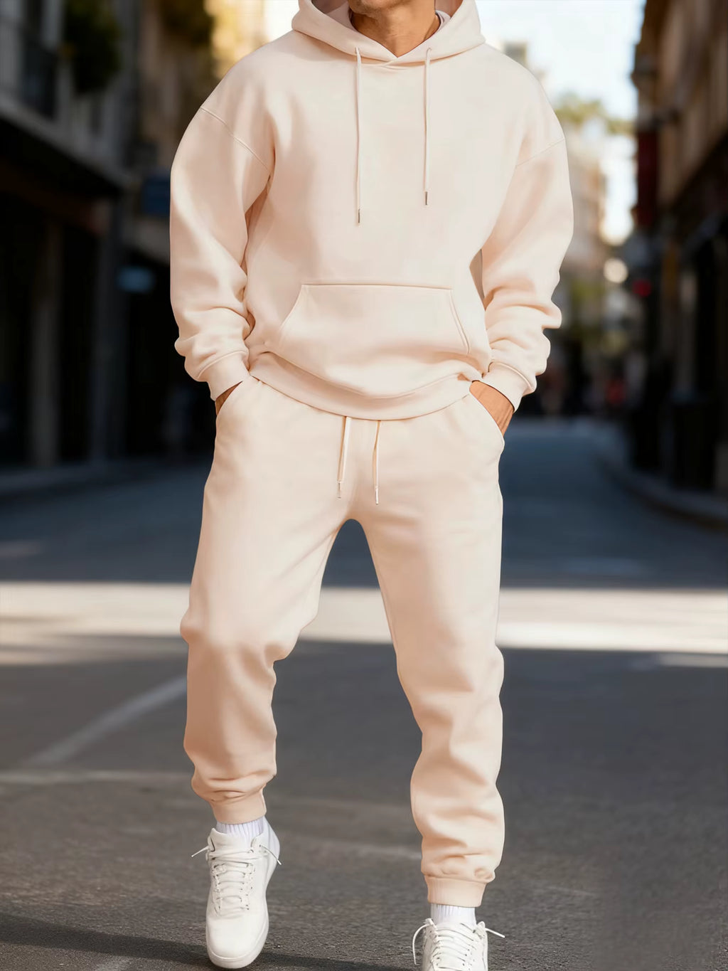 Men’s Two-Piece Hoodie Set – Warm Winter Street Style Sweatpants & Hoody