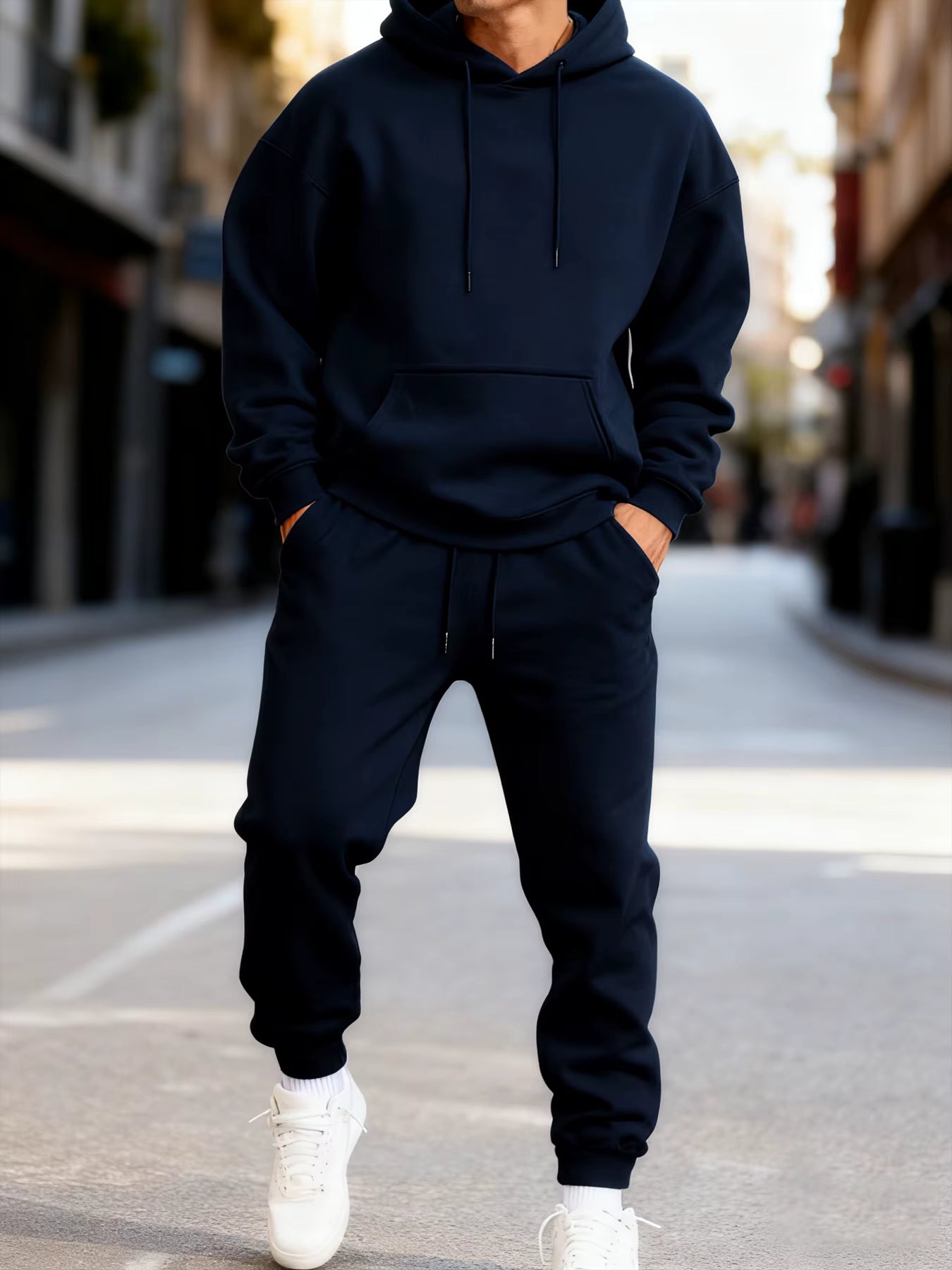 Men’s Two-Piece Hoodie Set – Warm Winter Street Style Sweatpants & Hoody