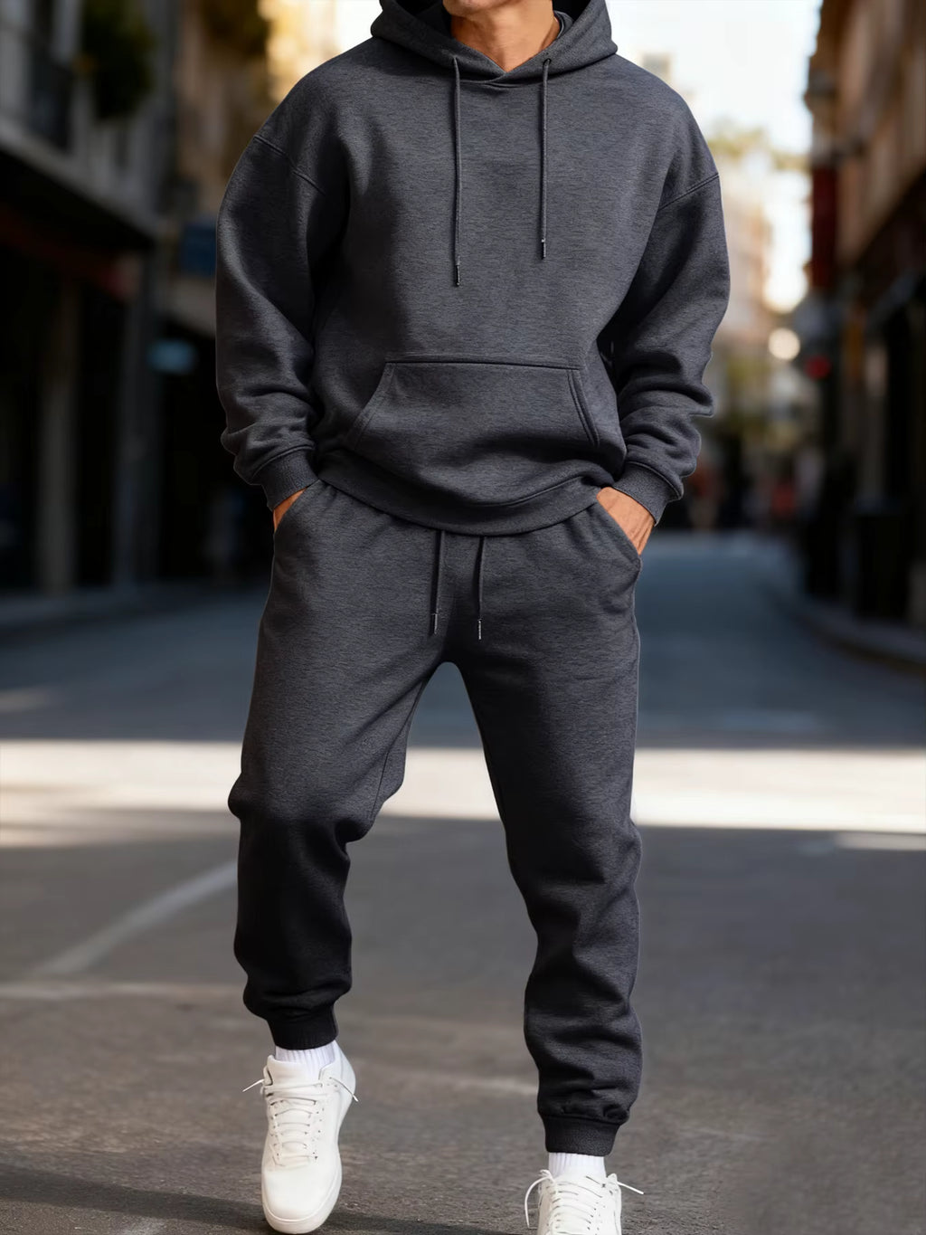Men’s Two-Piece Hoodie Set – Warm Winter Street Style Sweatpants & Hoody