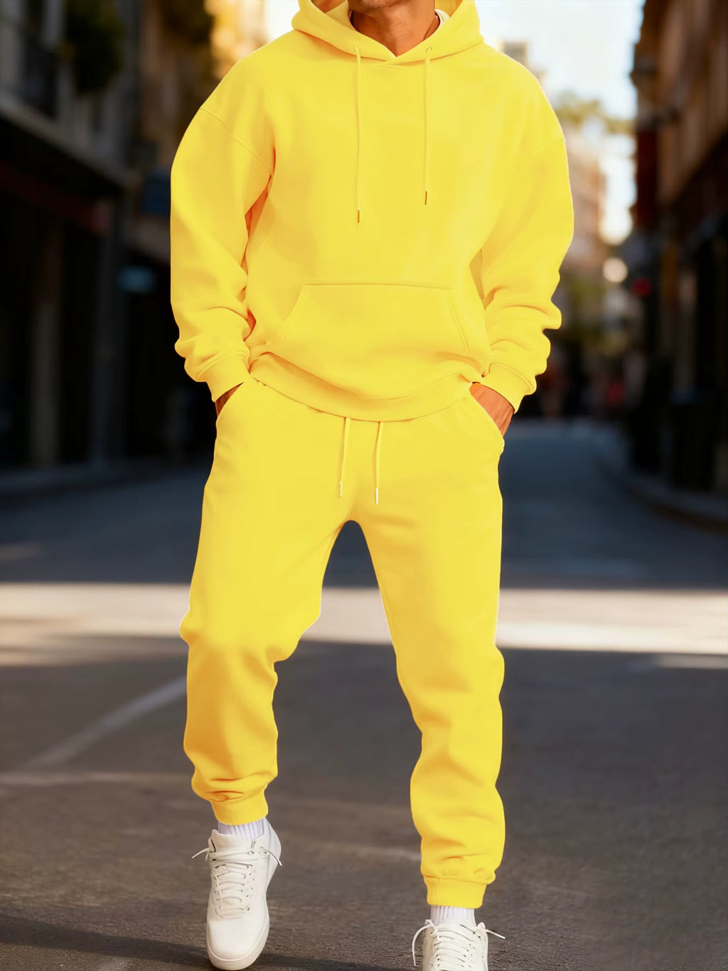 Men’s Two-Piece Hoodie Set – Warm Winter Street Style Sweatpants & Hoody