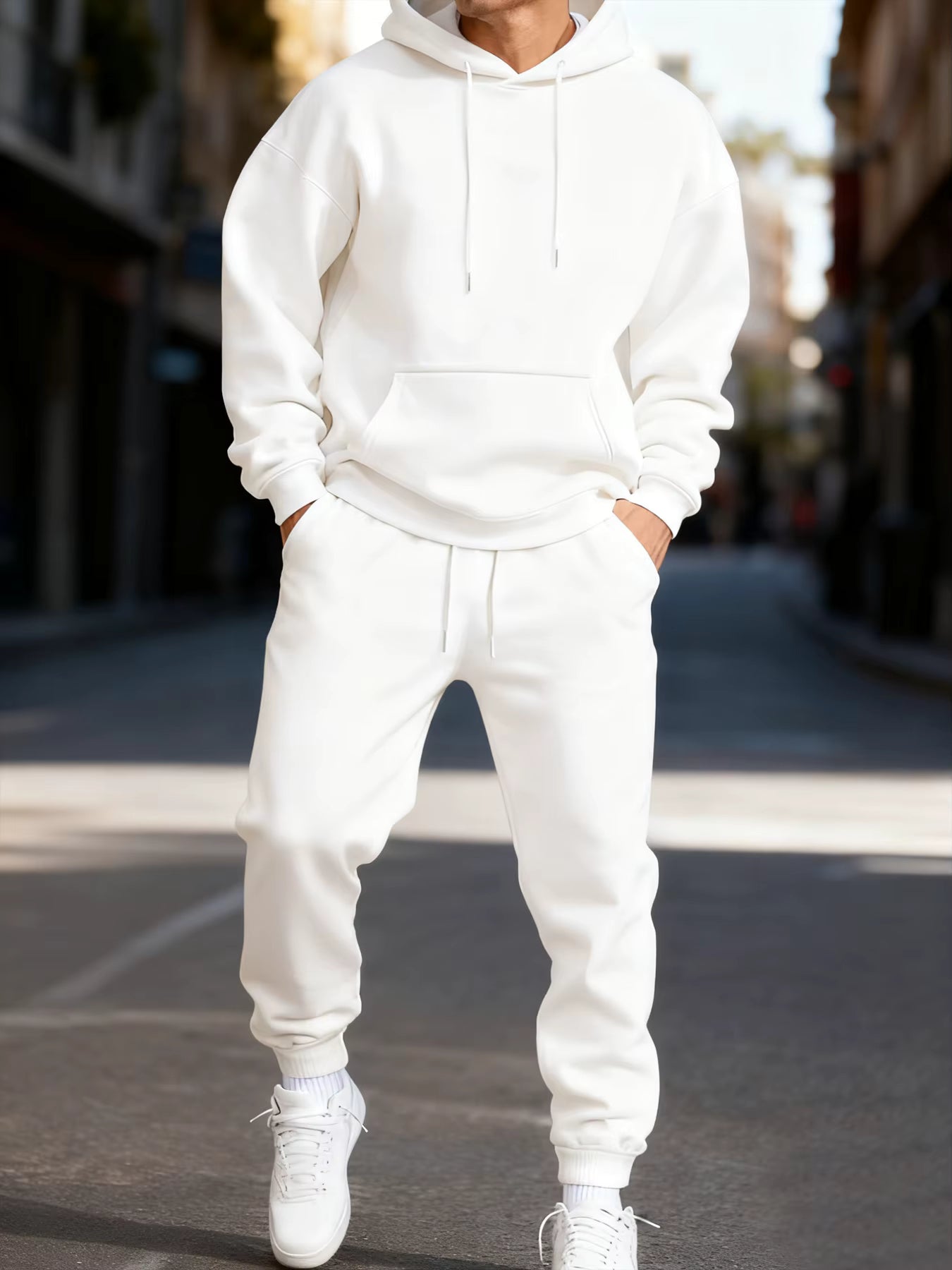 Men’s Two-Piece Hoodie Set – Warm Winter Street Style Sweatpants & Hoody