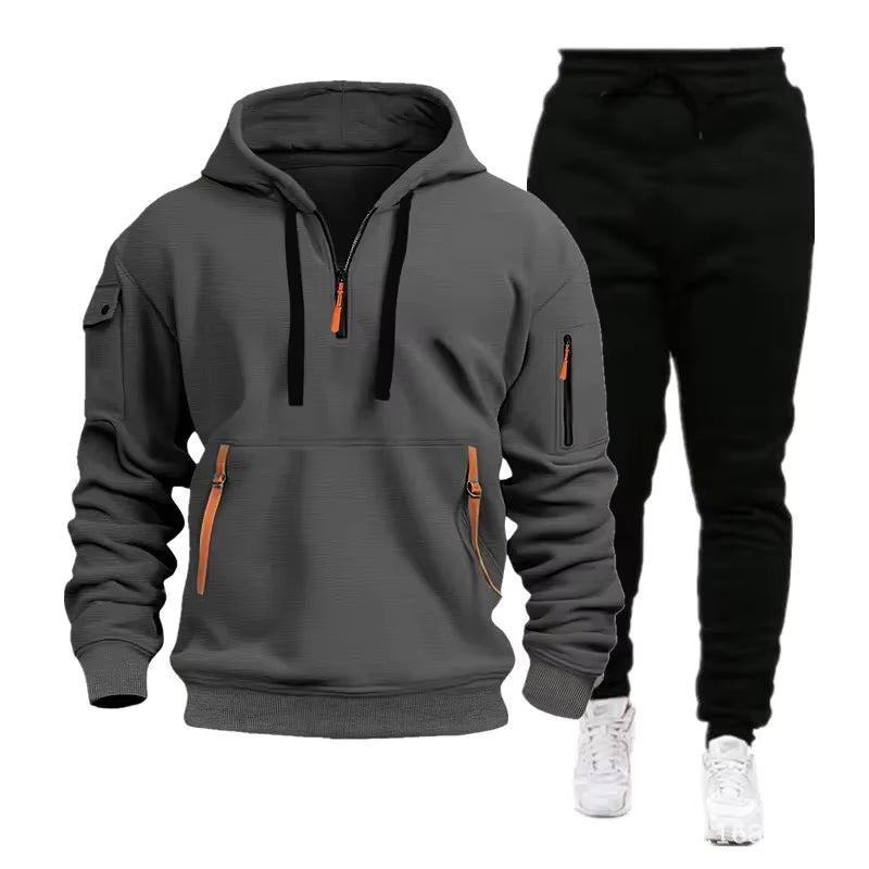 Men’s Zip Hoodie & Cargo Pants Tracksuit